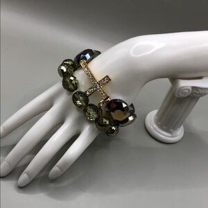 Cerese D chunky crystal cross roll on bracelet + free extra, statement style.